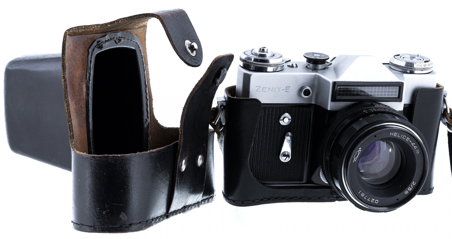 Фотоаппарат "Zenit-E" с объективом "Helios-44М", металл, пластик, завод "КМЗ", СССР, 1965-1982 гг.