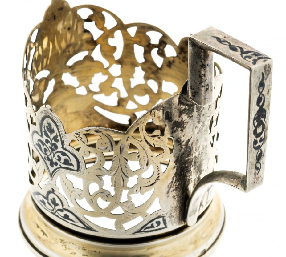Подстаканник , серебро 875 пр., чернение, золочение, Кубачинский художественный комбинат, СССР, 1961-1968 гг., Кубачинский художественный комбинат