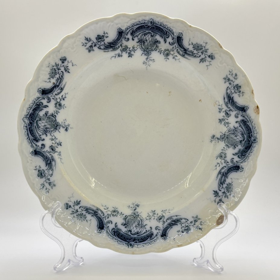 Тарелка суповая c флористическим декором, фаянс, деколь, Villeroy & Boch, Германия, 1874-1909 гг.