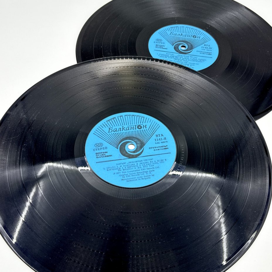 Грампластинка "The Beatles ‎– Love Songs",  2LP (Long play), EX (excellent),  Балкантон, композитный материал, картон, Болгария, 1977 г.