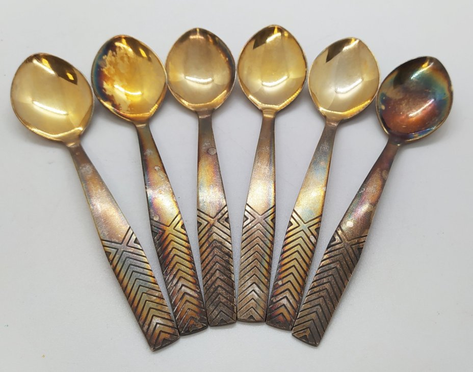 Набор из шести чайных ложек с геометрическим декором, Таллинский ювелирный завод