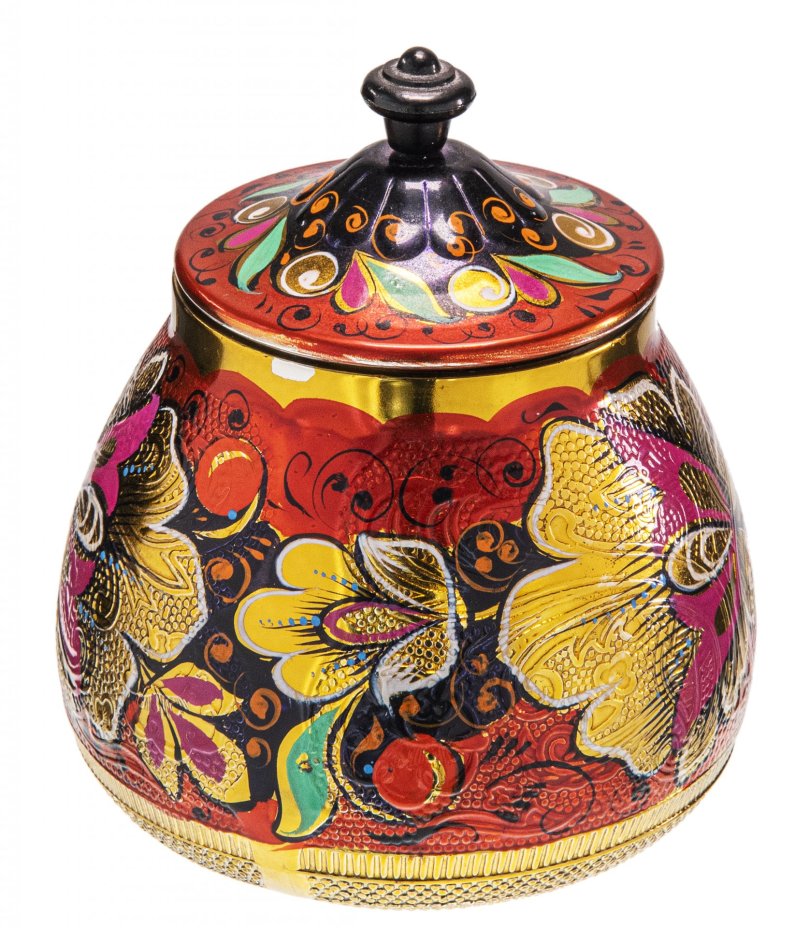 Чайно - кофейный сервиз с цветочной росписью, алюминий, эмаль, СССР, 1970-1990 гг.
