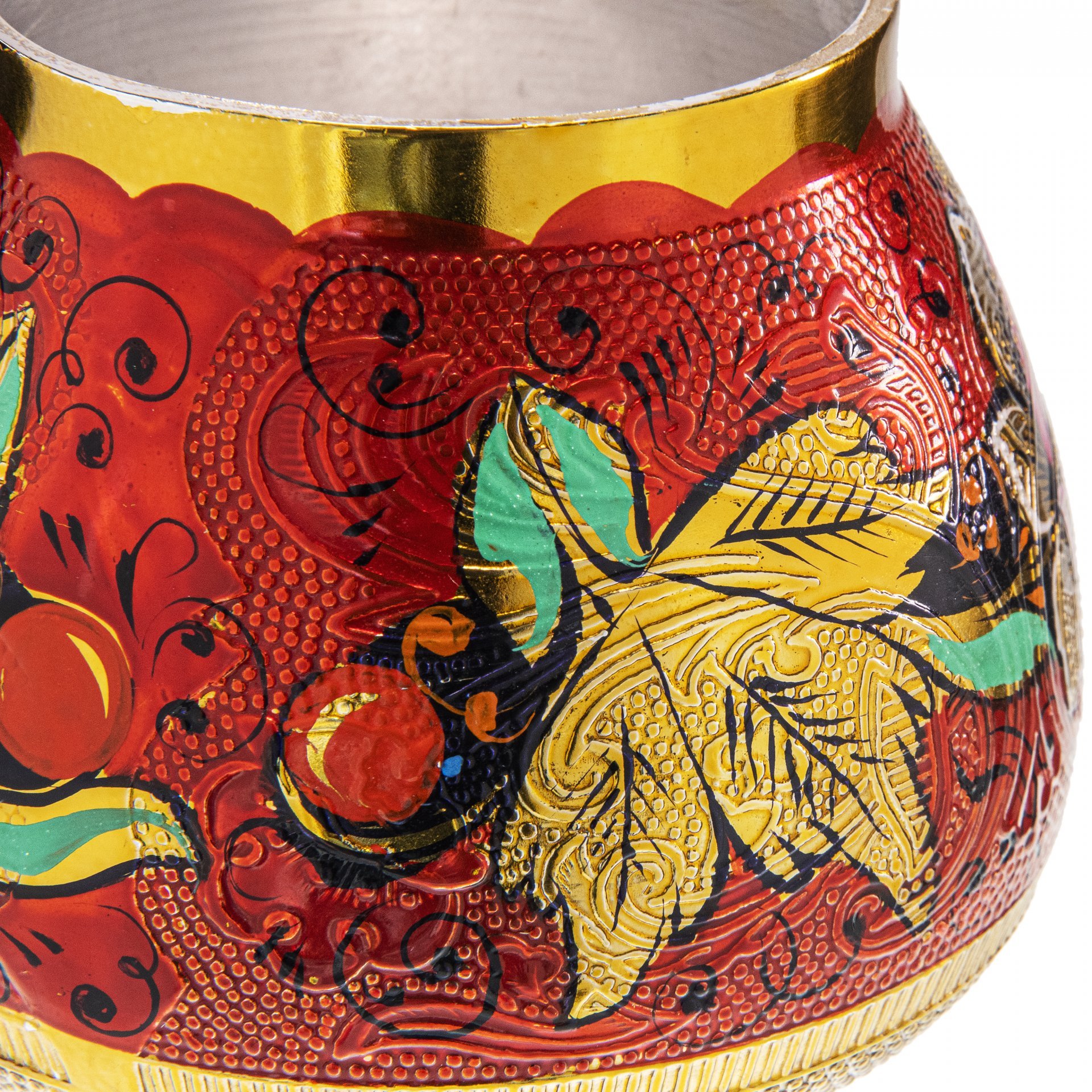 Чайно - кофейный сервиз с цветочной росписью, алюминий, эмаль, СССР, 1970-1990 гг.