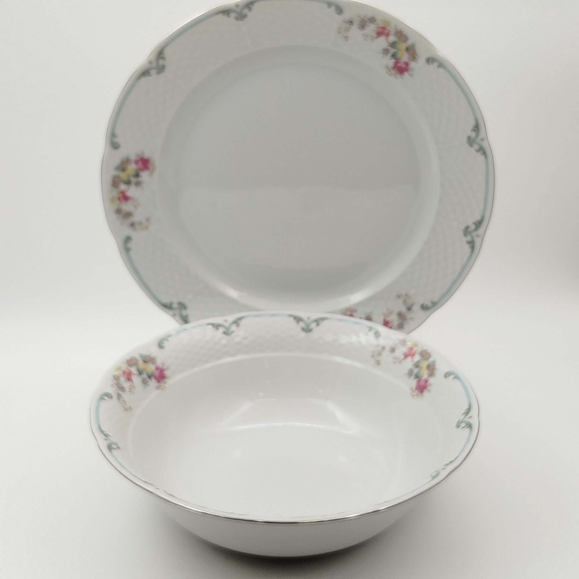 Набор сервировочный с цветочным декором (5 предметов), фарфор, деколь, Thun (Тун), Чехия, 2000-2020 гг.