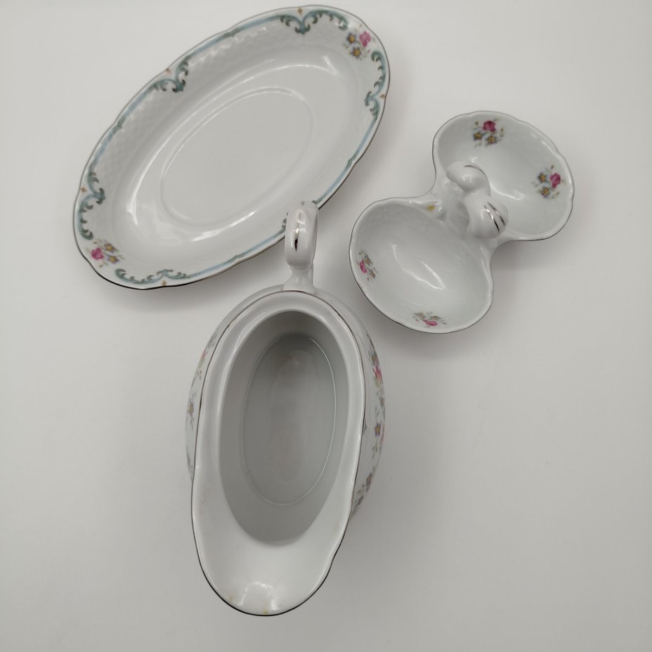 Набор сервировочный с цветочным декором (5 предметов), фарфор, деколь, Thun (Тун), Чехия, 2000-2020 гг.