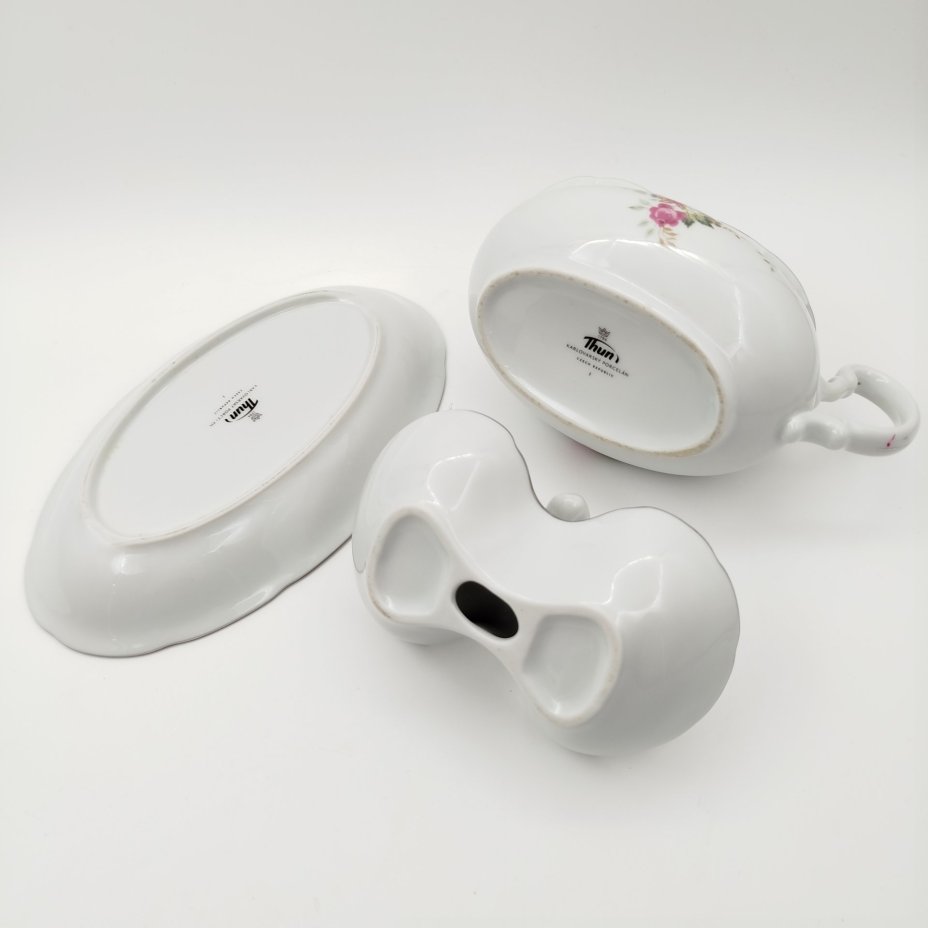 Набор сервировочный с цветочным декором (5 предметов), фарфор, деколь, Thun (Тун), Чехия, 2000-2020 гг.