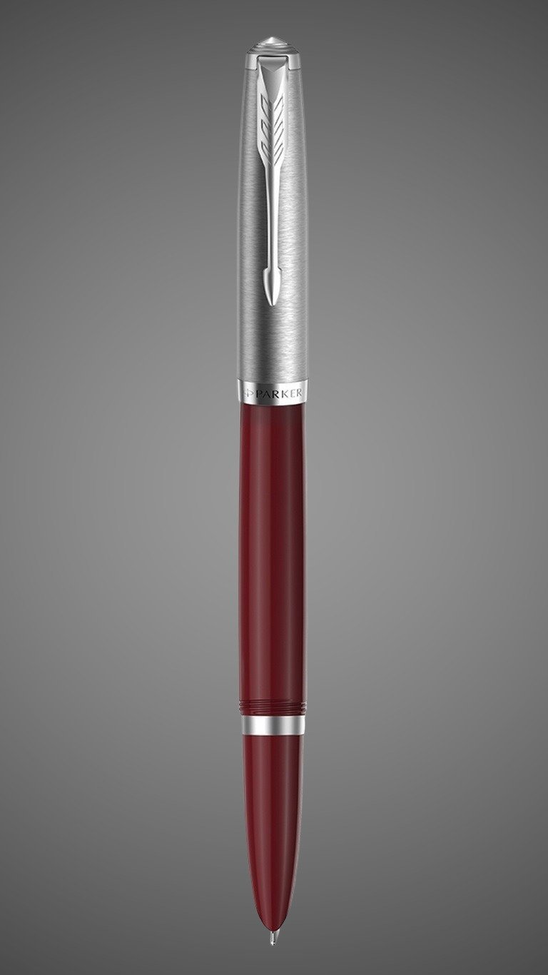 Перьевая ручка Parker 51 CORE BURGUNDY CT, перо: F, цвет чернил: black/blue, в подарочной упаковке., Металлы: нержавеющая сталь, палладий, пластик