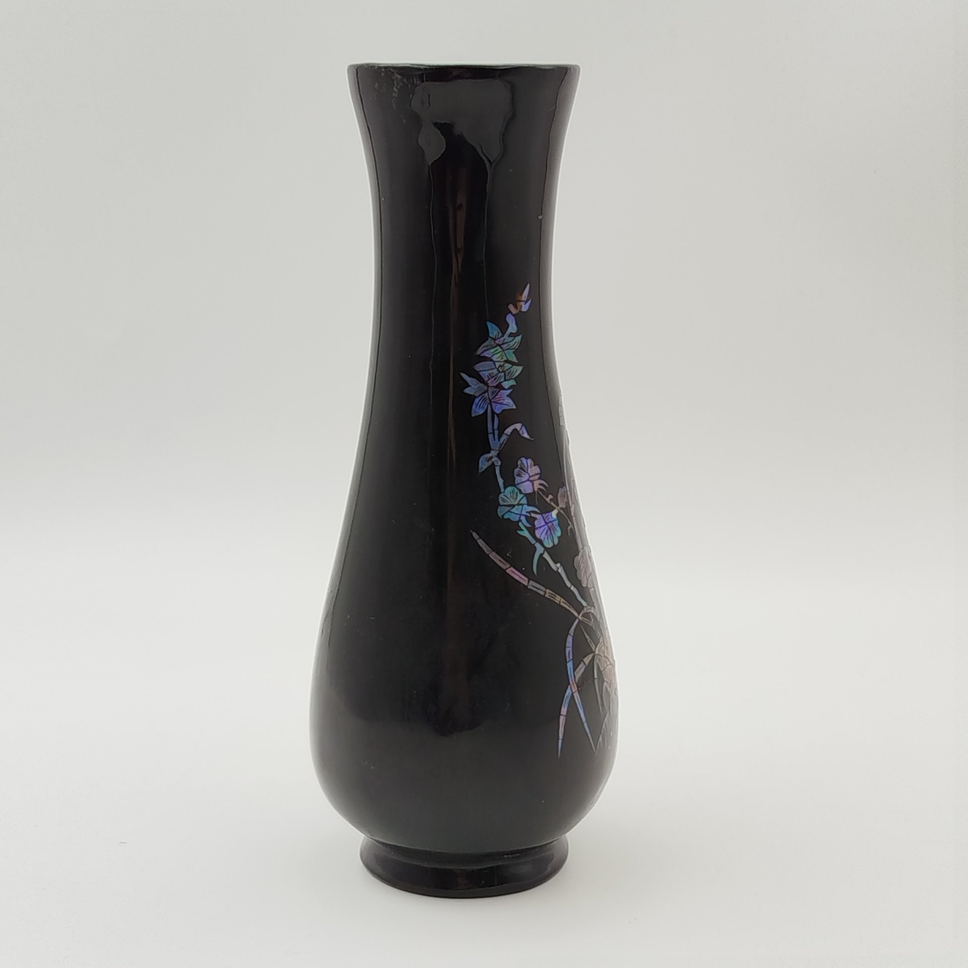 Ваза с растительным декором в восточном стиле, папье-маше, лак, перламутр, Вьетнам, 1970-1990 гг.