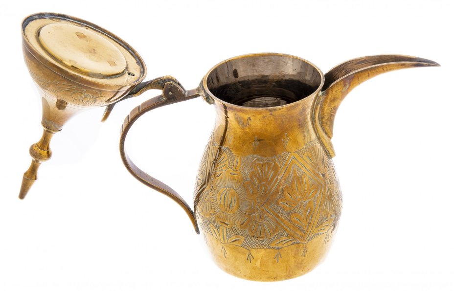 Кофейник Далла (dallah) с резным узором, латунь, Египет, 1970-1990 гг.