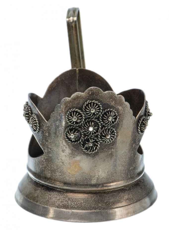 Подстаканник "Бусины малые", мельхиор, литье, СССР, 1970-1980 гг.