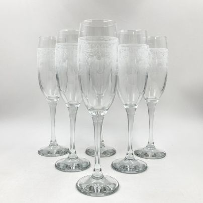 Набор из 6-ти фужеров для шампанского с узорами, стекло, деколь, Российская Федерация, 2000-2015 гг.