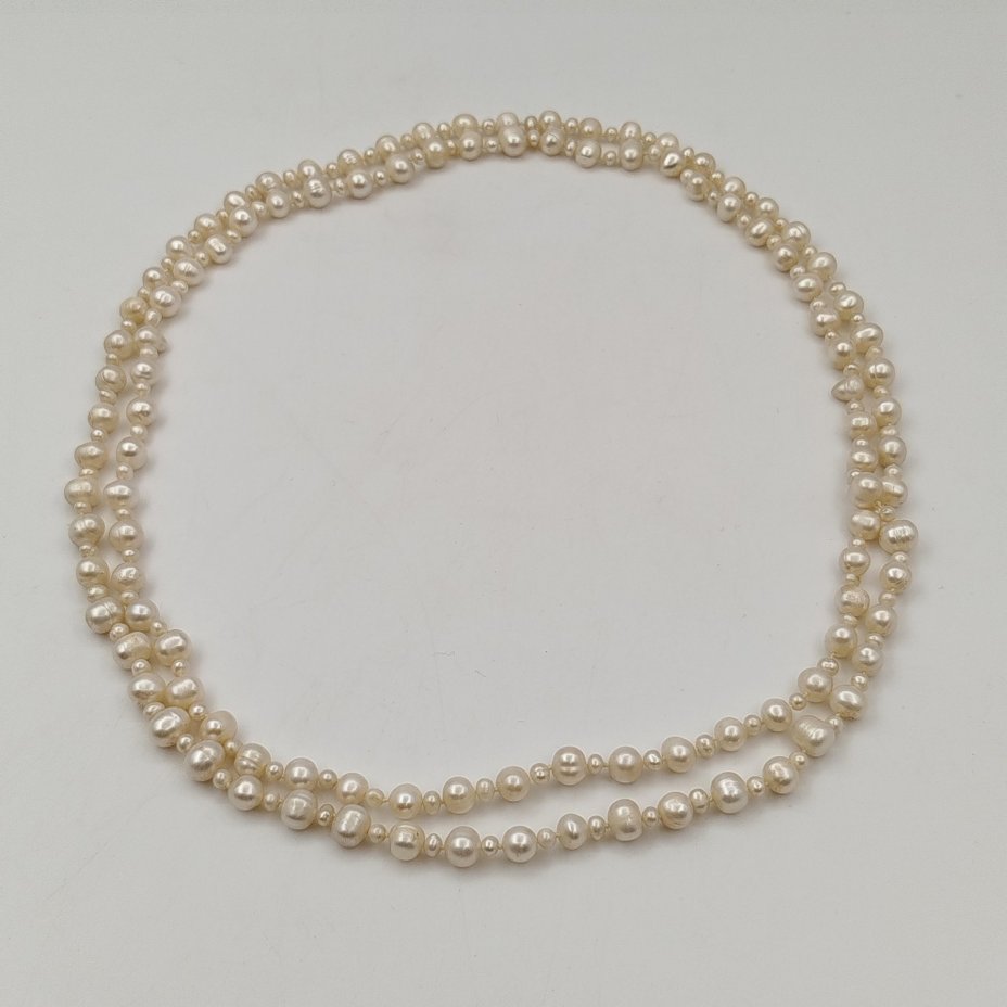 Бусы винтажные с чередующимися маленькими и большими бусинами, жемчуг, СССР, 1970-1990 гг.