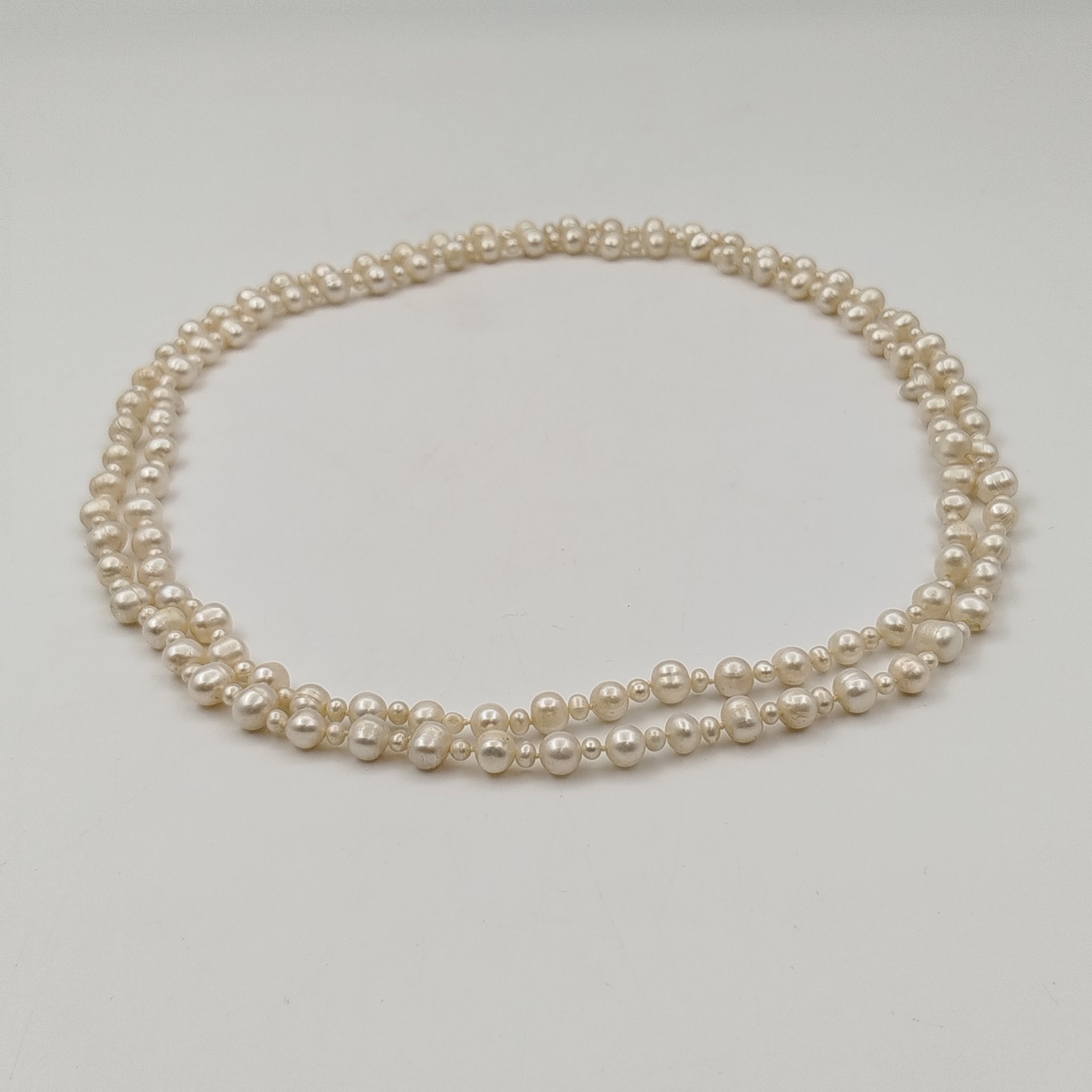 Бусы винтажные с чередующимися маленькими и большими бусинами, жемчуг, СССР, 1970-1990 гг.