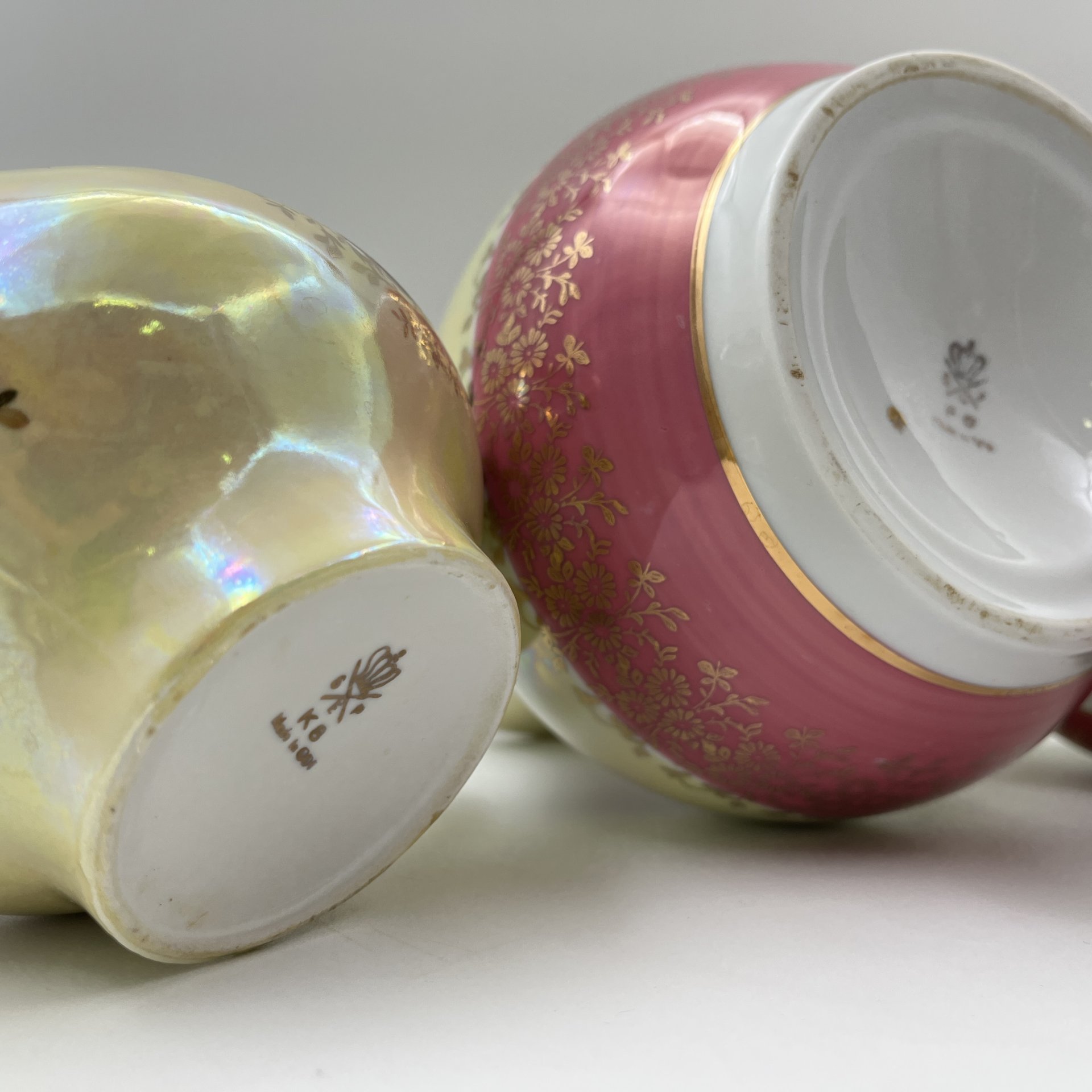 Сервиз чайно-кофейный на 4 персоны (11 предметов) "Мадонна", фарфор, деколь, люстр, золочение, Spezial Eisenberg Porzellan (SEP), ГДР, 1960-1980 гг.