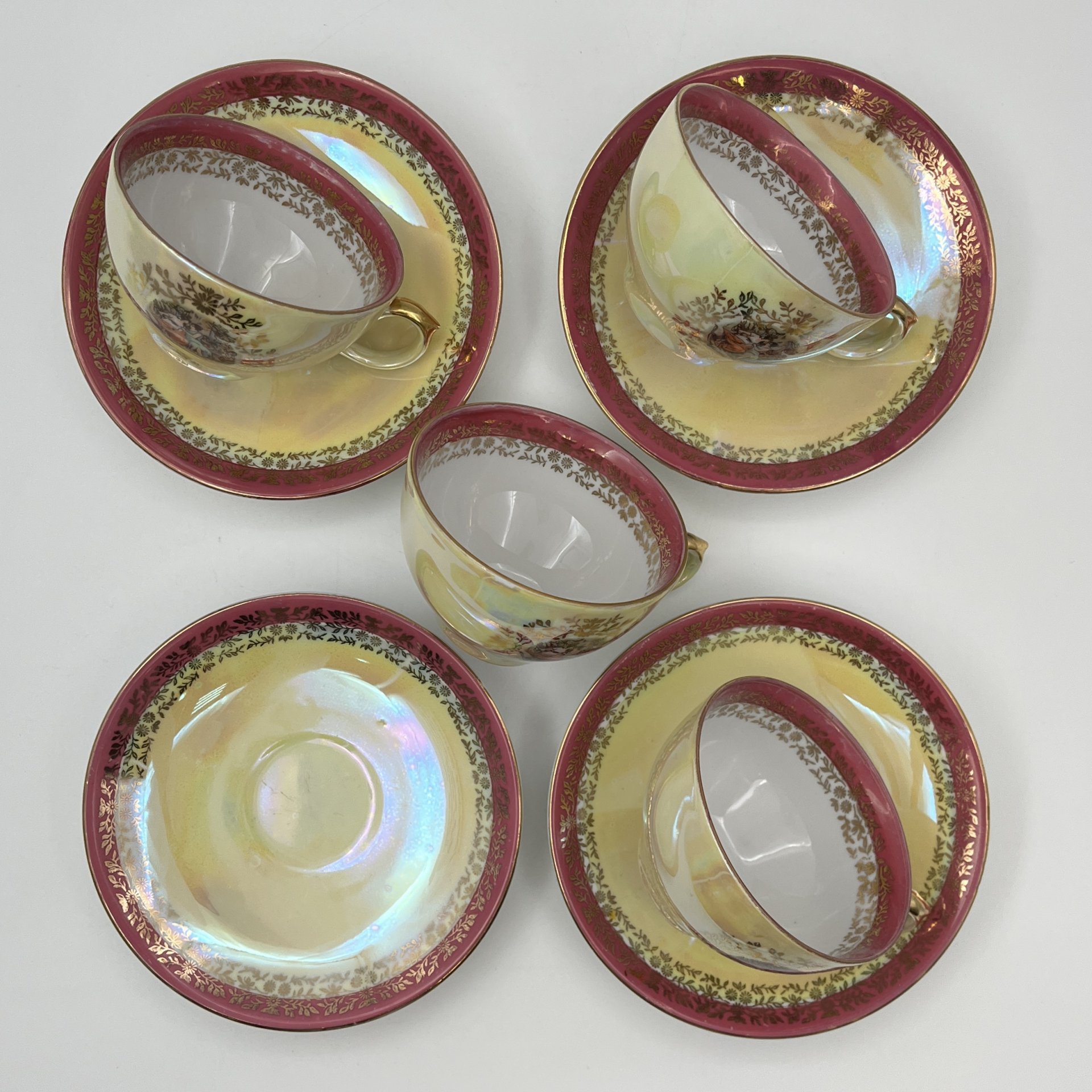 Сервиз чайно-кофейный на 4 персоны (11 предметов) "Мадонна", фарфор, деколь, люстр, золочение, Spezial Eisenberg Porzellan (SEP), ГДР, 1960-1980 гг.