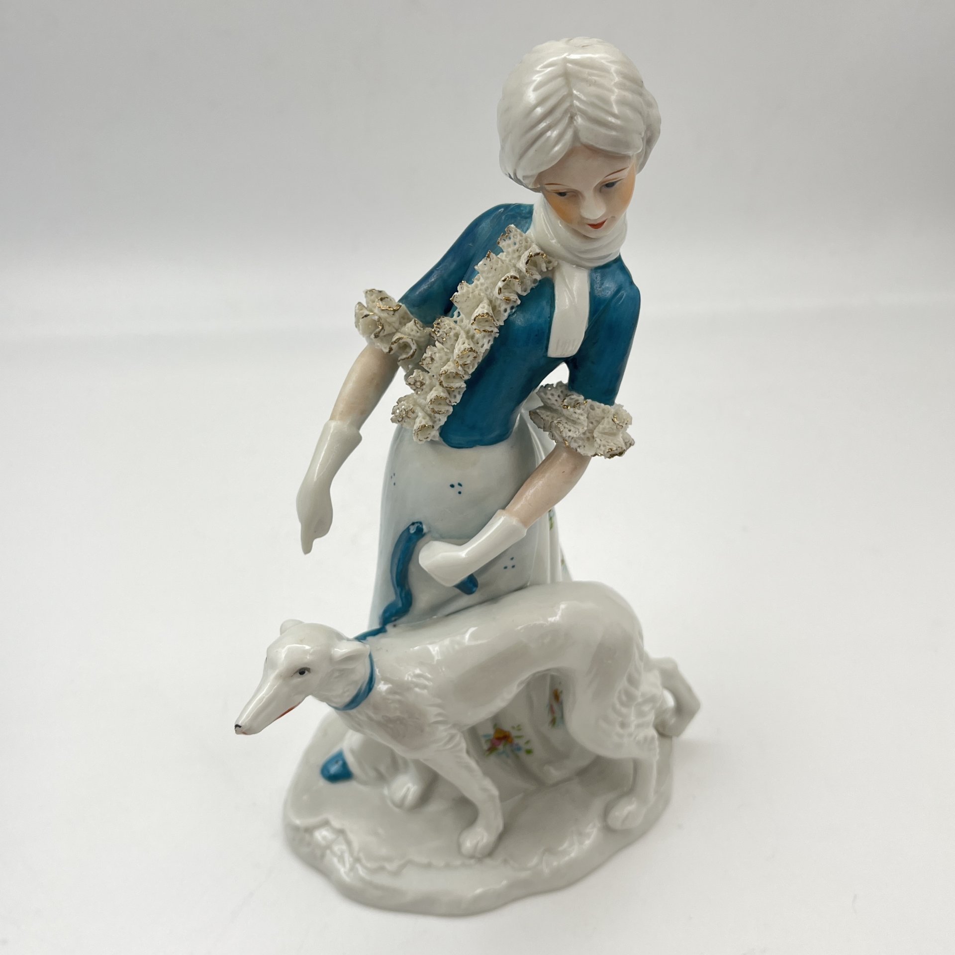 Статуэтка "Девушка с борзой", фарфор, роспись, Германия, 1950-1980 гг.