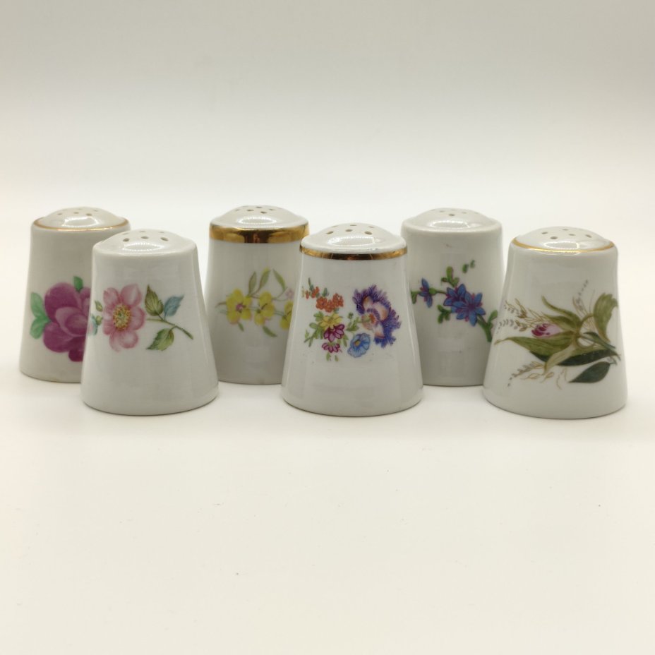 Набор из 6-ти солонок/перечниц с цветочным декором (в подборе)