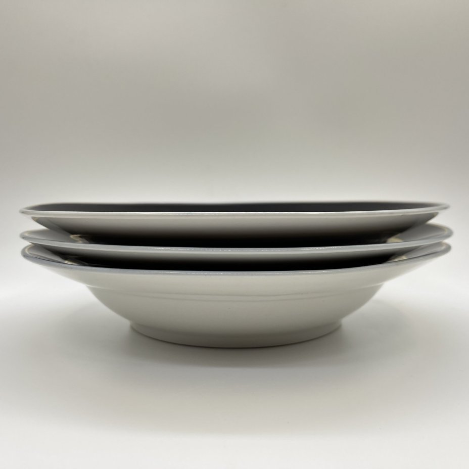 Набор суповых тарелок на 3 персоны, фарфор, золочение, Фарфоровый завод «Пролетарий» (Бронница, Мста), СССР, 1967-1975 гг.