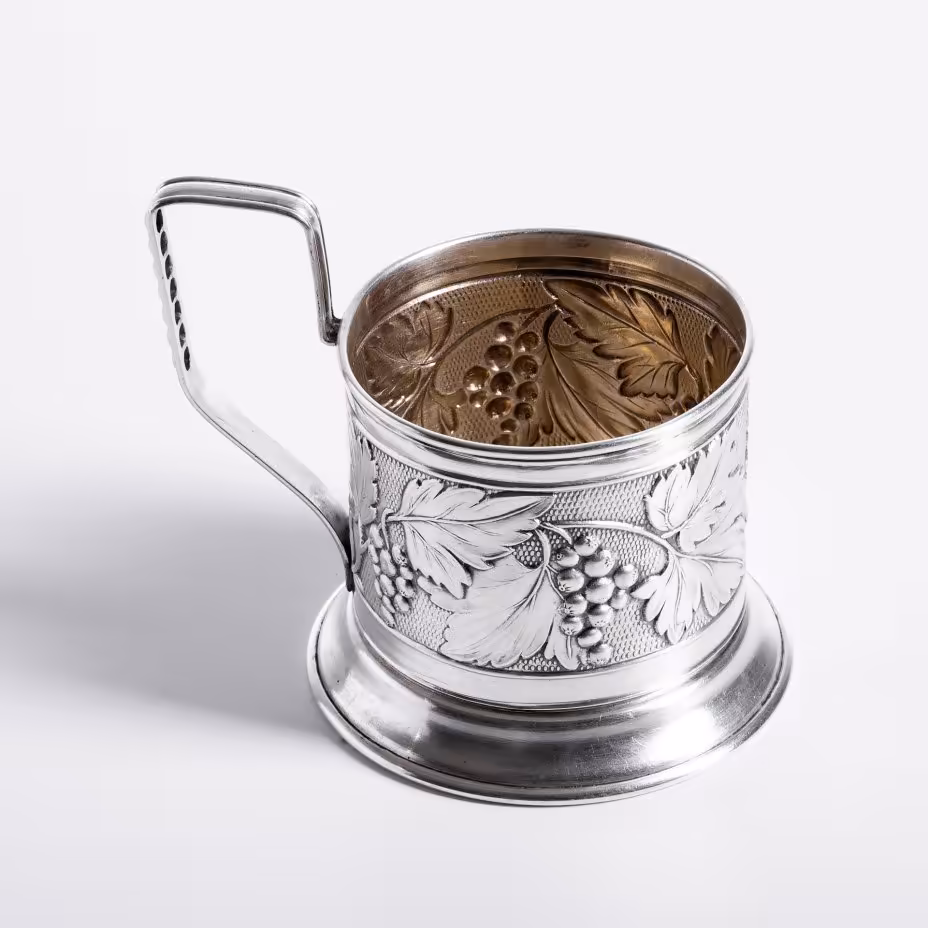 Подстаканник "Виноградная лоза", серебро 875 пр., артель «Красный кустарь», СССР, 1930-1955 гг.