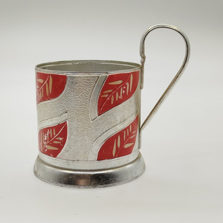 Подстаканник "Красные листья", алюминий, роспись, Казаковский завод художественных изделий (КХИ), СССР, 1960-1970 гг.