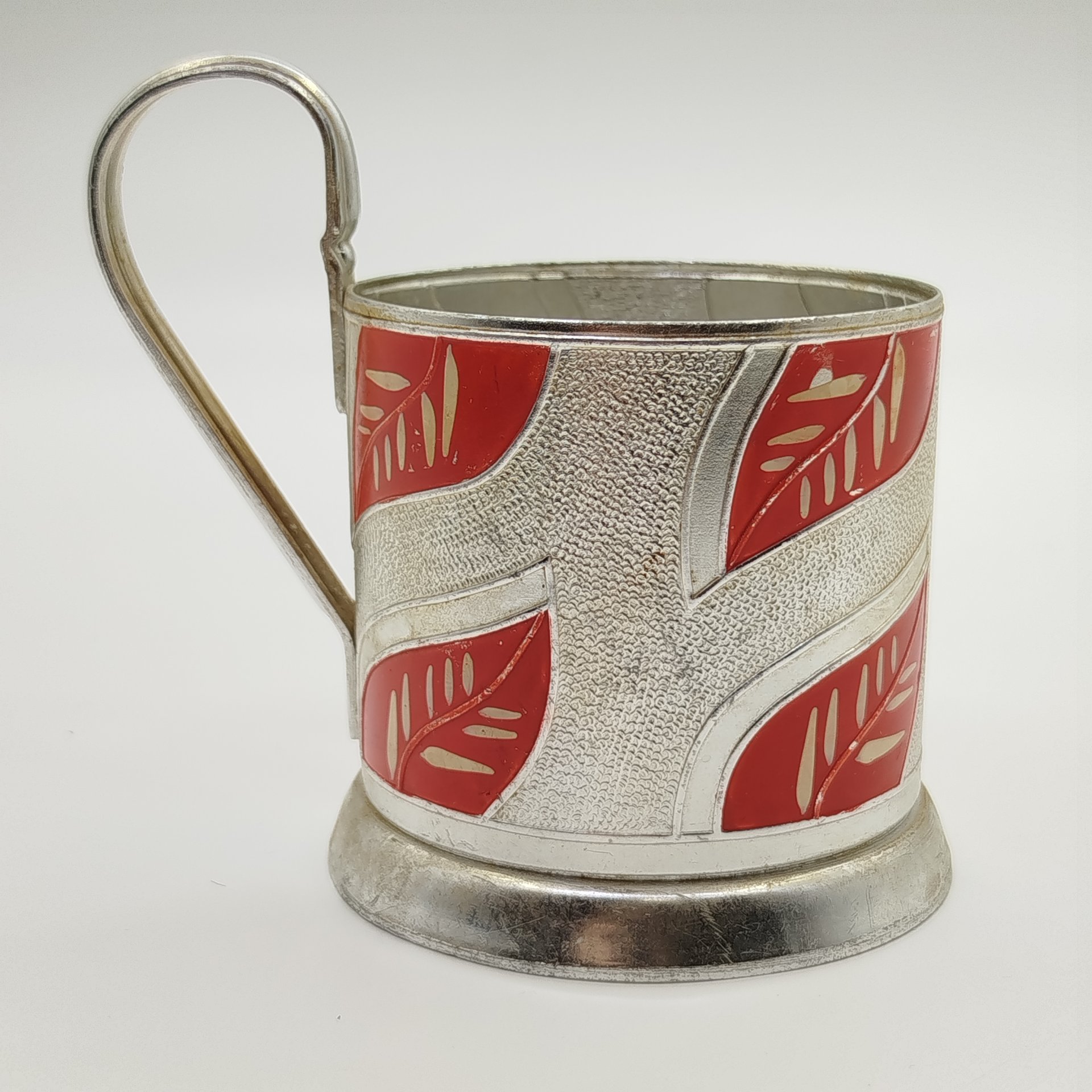 Подстаканник "Красные листья", алюминий, роспись, Казаковский завод художественных изделий (КХИ), СССР, 1960-1970 гг.