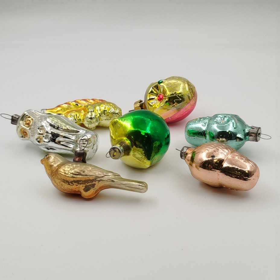 Набор елочных игрушек в подборе (белка, птичка, совы), 7 шт.
