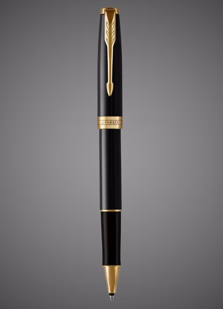 Ручка-роллер Parker Sonnet Black Lacquer GT, стержень: F, цвет чернил: black, в подарочной упаковке