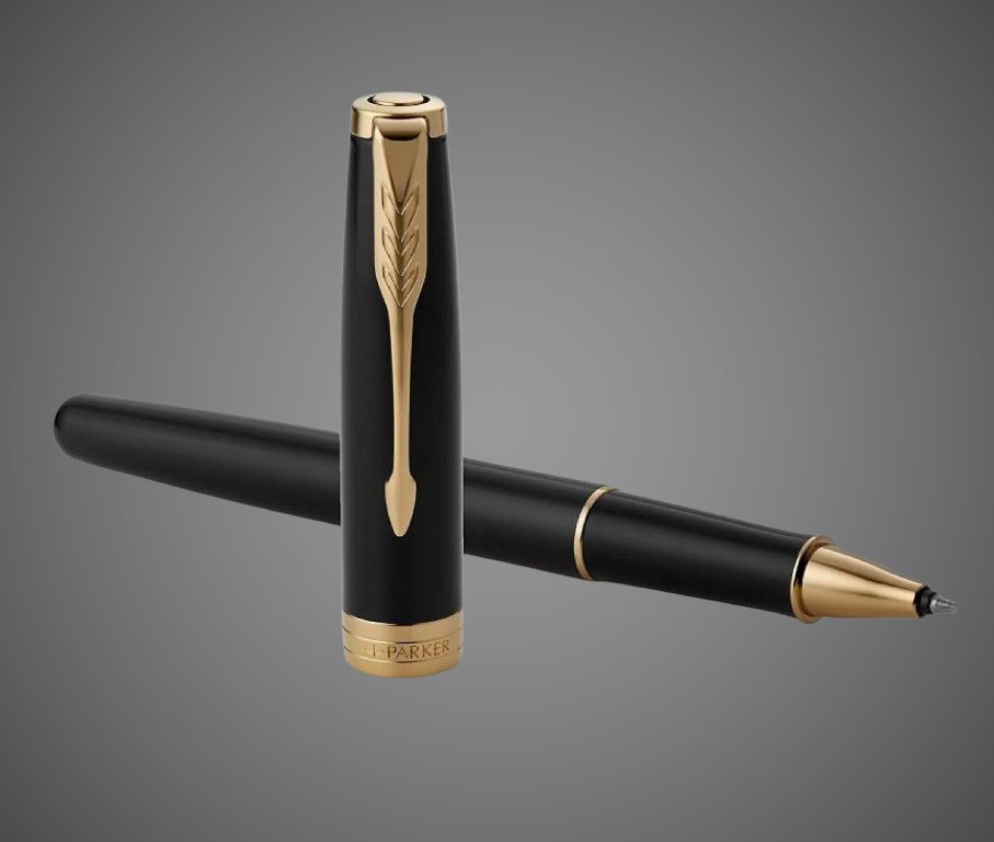 Ручка-роллер Parker Sonnet Black Lacquer GT, стержень: F, цвет чернил: black, в подарочной упаковке