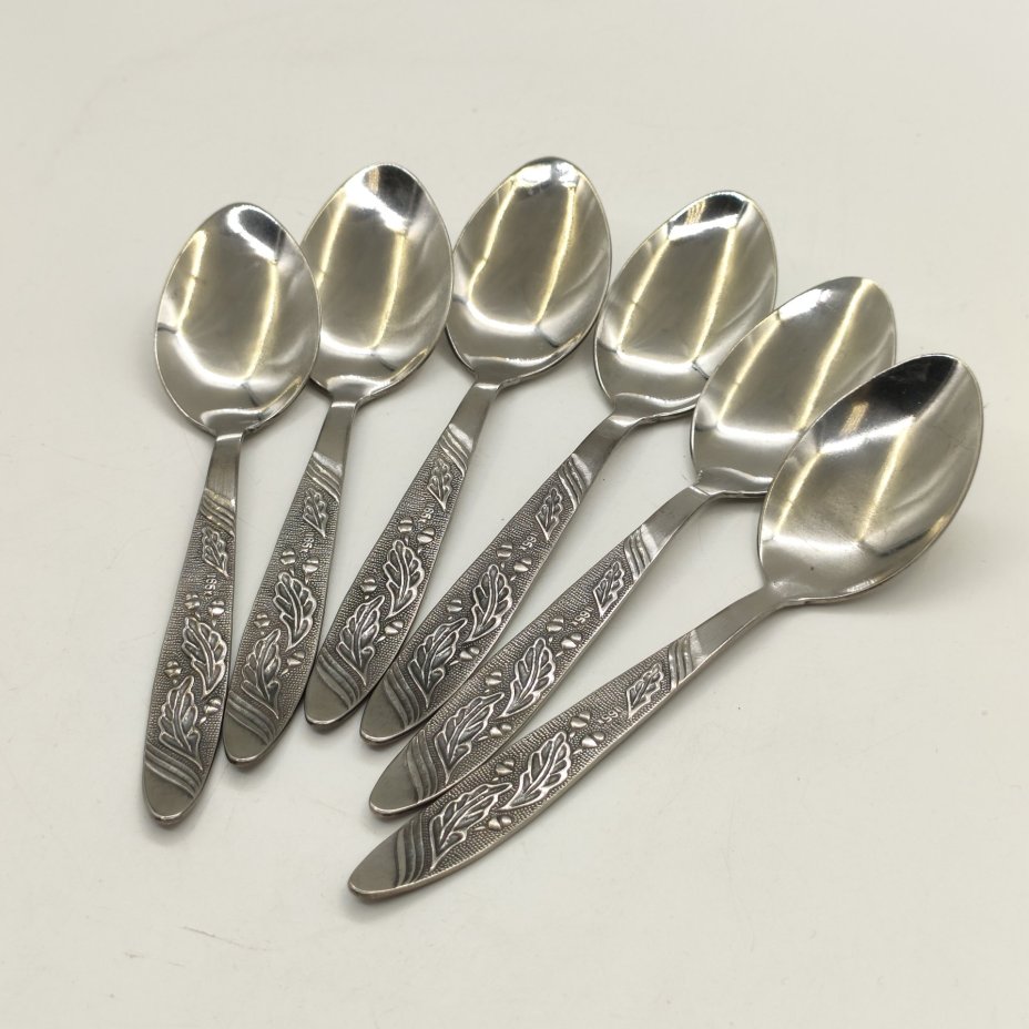 Набор из 6-ти чайных (десертных) ложек "Жёлуди" в коробке, нержавеющая сталь, Завод «Труд» (р.п. Вача)
