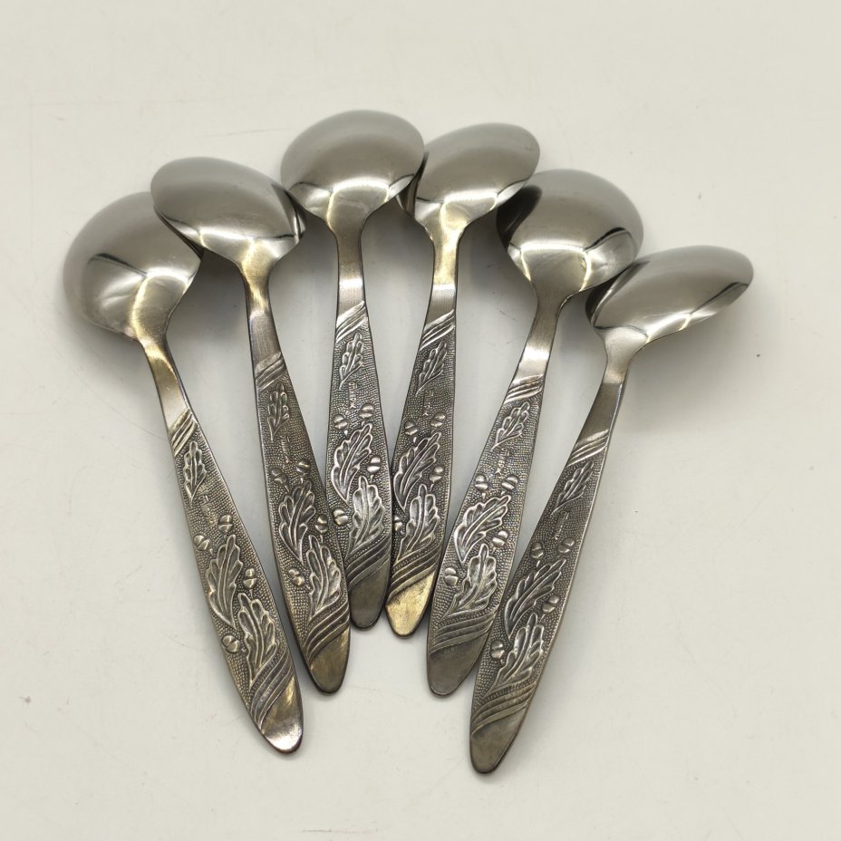 Набор из 6-ти чайных (десертных) ложек "Жёлуди" в коробке, нержавеющая сталь, Завод «Труд» (р.п. Вача)