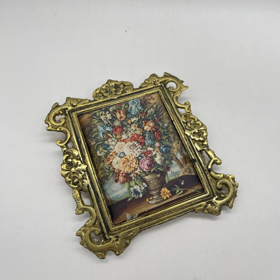 Панно настенное с изображением букета, латунь, ткань, картон, шелкография, патинирование, Западная Европа, 1970-1980 гг.