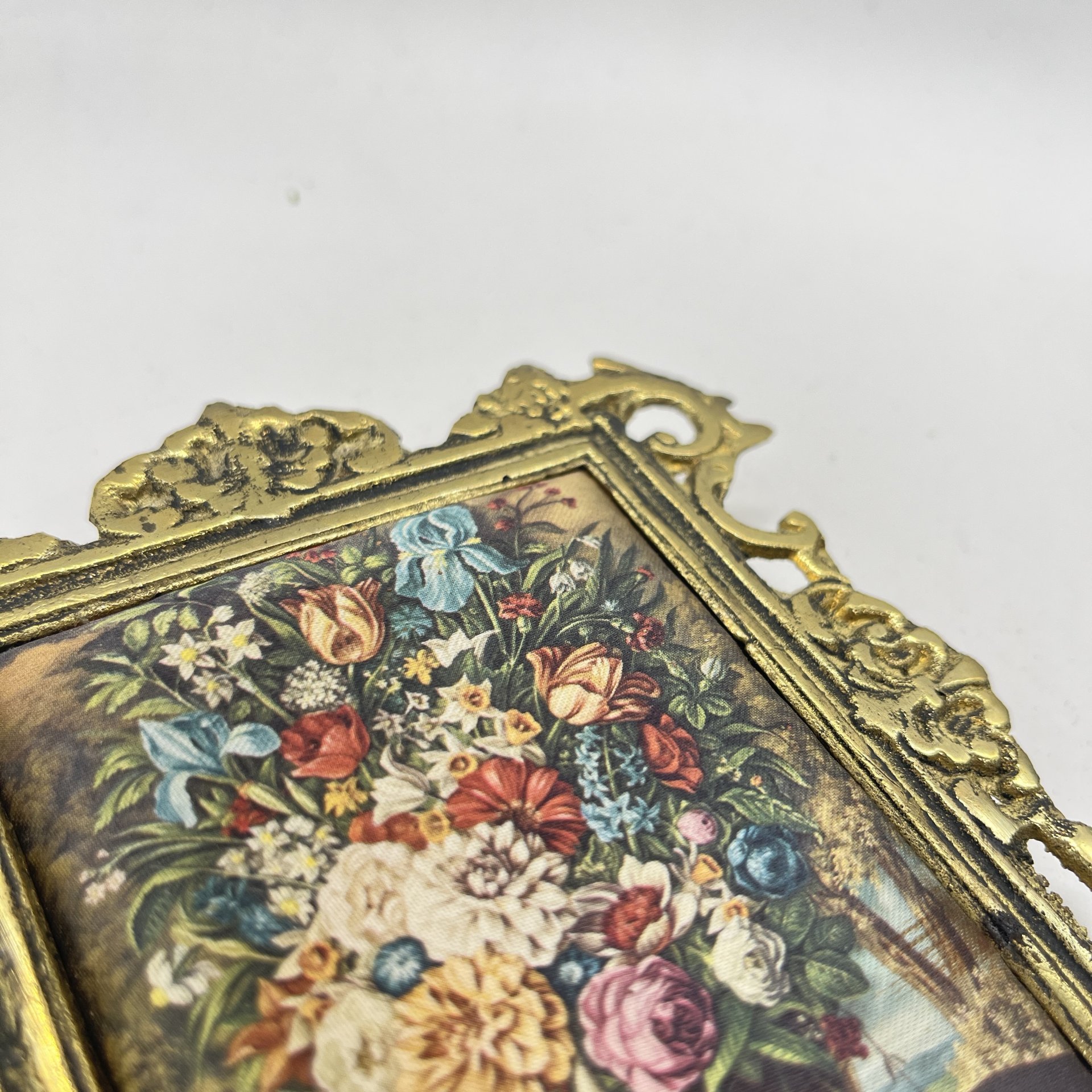 Панно настенное с изображением букета, латунь, ткань, картон, шелкография, патинирование, Западная Европа, 1970-1980 гг.