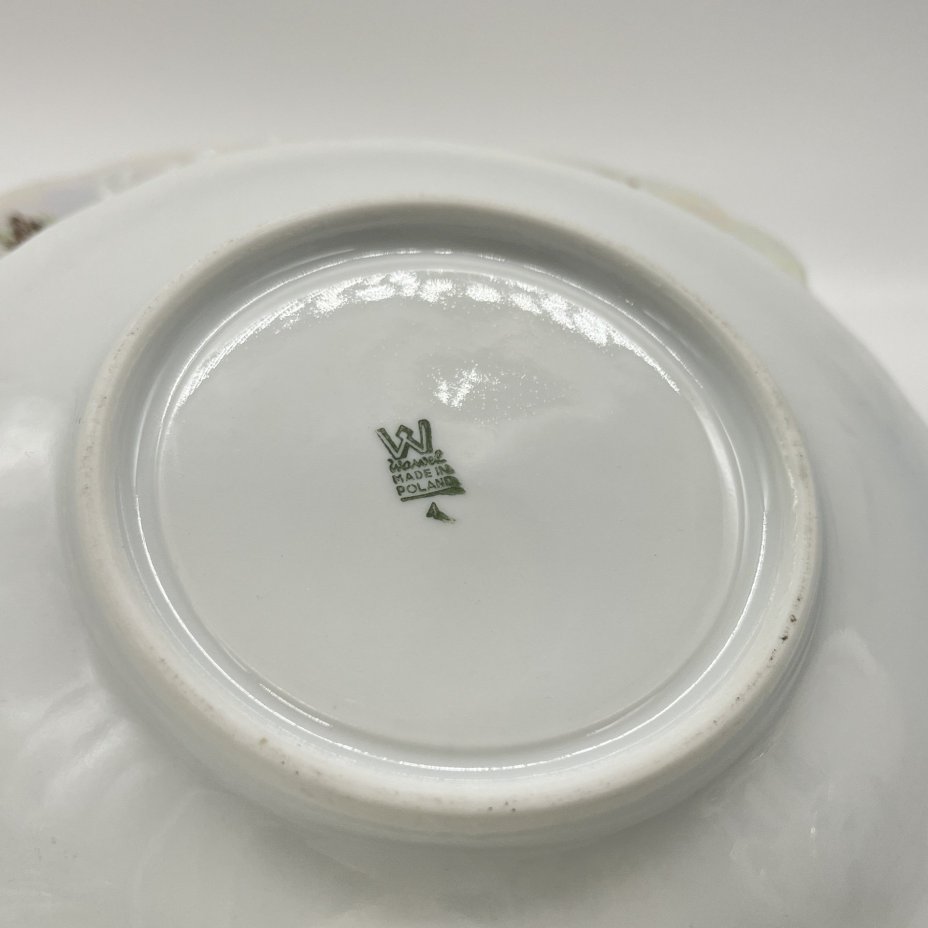 Набор из 5 блюдец с декором в виде галантных сцен, фарфор, люстр, деколь, Krzysztof Wawel, Польша, 1952-1993 гг.