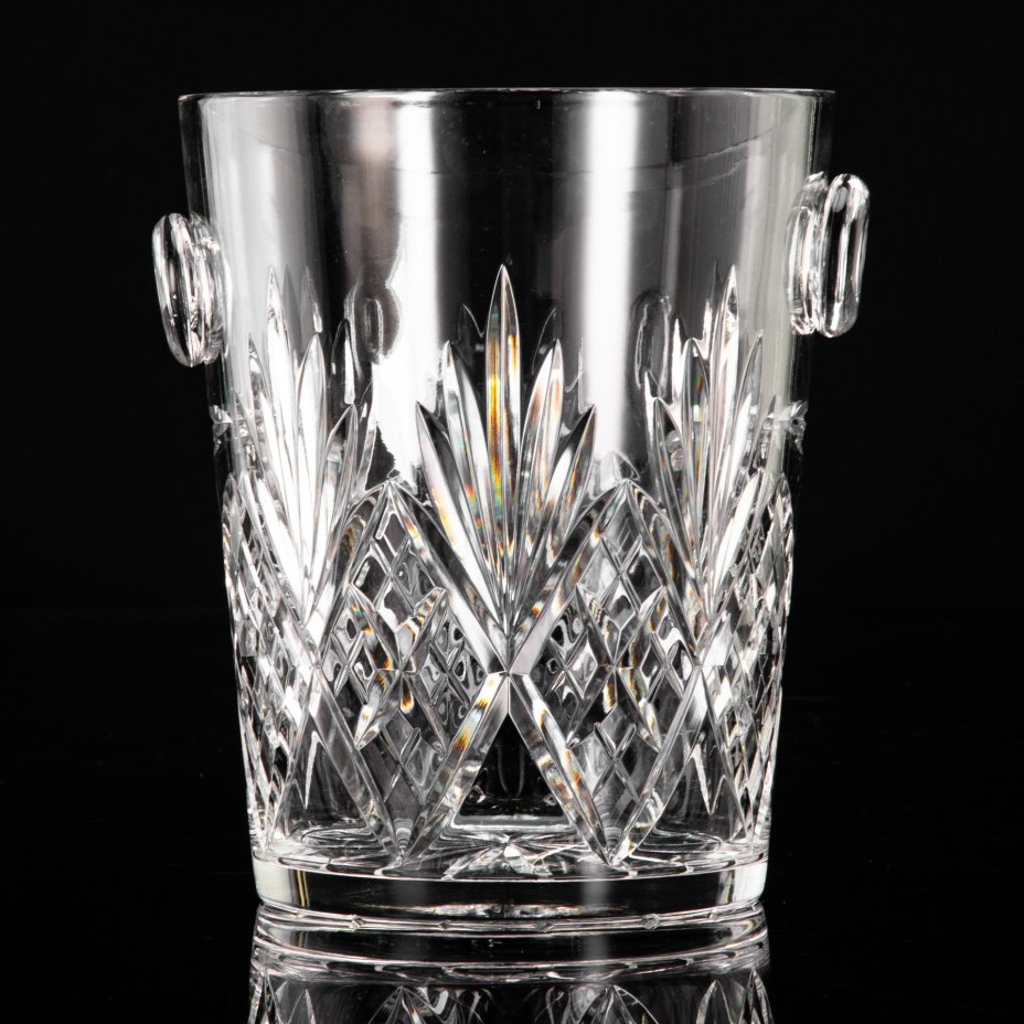 Ведро для льда и шампанского, в коробке, с сертификатом, Etzel Cristal de Lorraine, хрусталь, алмазная грань, Франция, 1950-1980 гг.