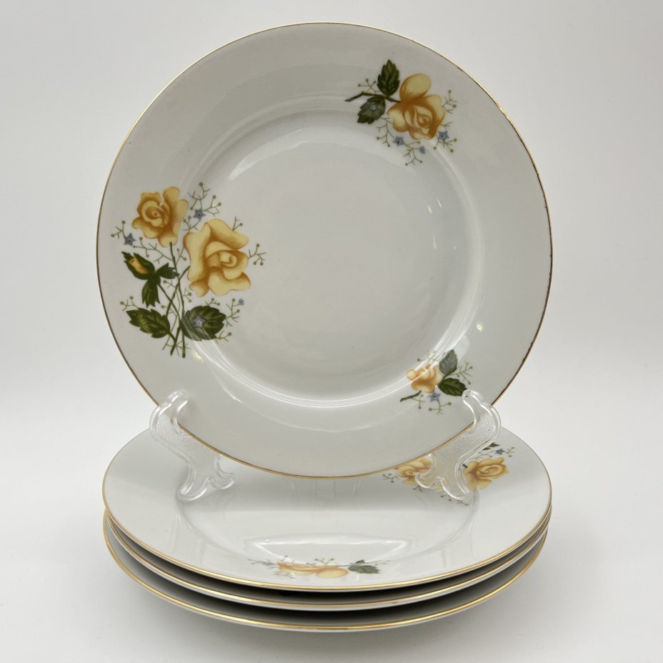 Набор чайно-кофейный с цветочным декором на 4 персоны, фарфор, деколь, золочение, Wloclawek (Влоцлавская фаянсовая фабрика), Польша, 1960-1980 гг.