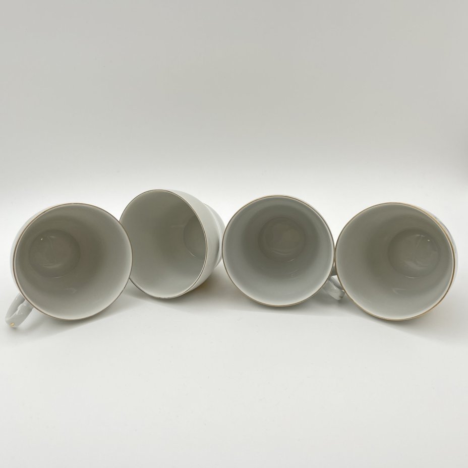 Набор чайно-кофейный с цветочным декором на 4 персоны, фарфор, деколь, золочение, Wloclawek (Влоцлавская фаянсовая фабрика), Польша, 1960-1980 гг.