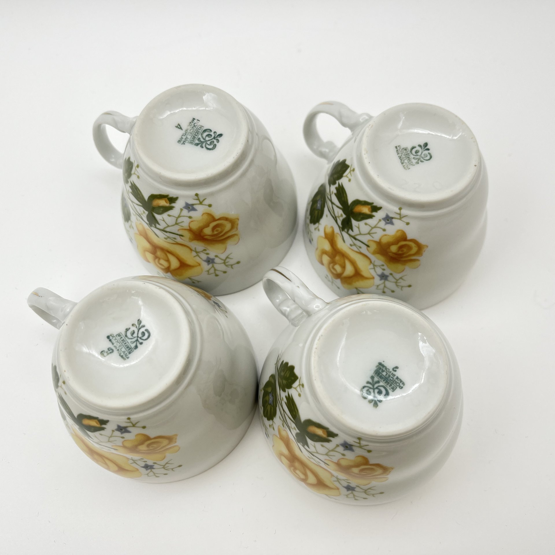 Набор чайно-кофейный с цветочным декором на 4 персоны, фарфор, деколь, золочение, Wloclawek (Влоцлавская фаянсовая фабрика), Польша, 1960-1980 гг.