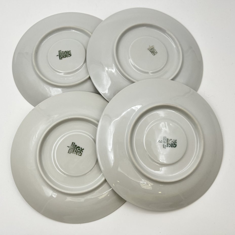 Набор чайно-кофейный с цветочным декором на 4 персоны, фарфор, деколь, золочение, Wloclawek (Влоцлавская фаянсовая фабрика), Польша, 1960-1980 гг.