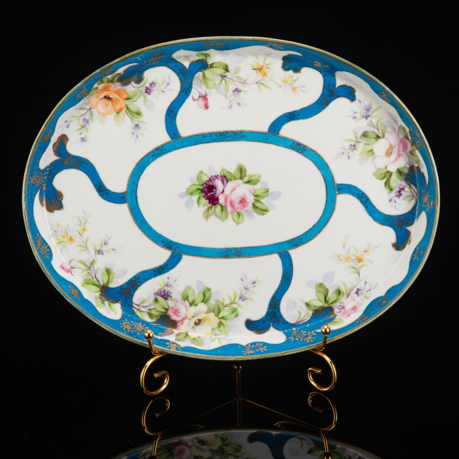 Блюдо (поднос) овальной формы с цветочным декором, Noritake