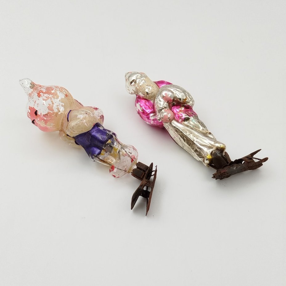 Набор винтажных ёлочных игрушек "Старик с неводом" из "Сказки о золотой рыбке" и "Чиполлино"