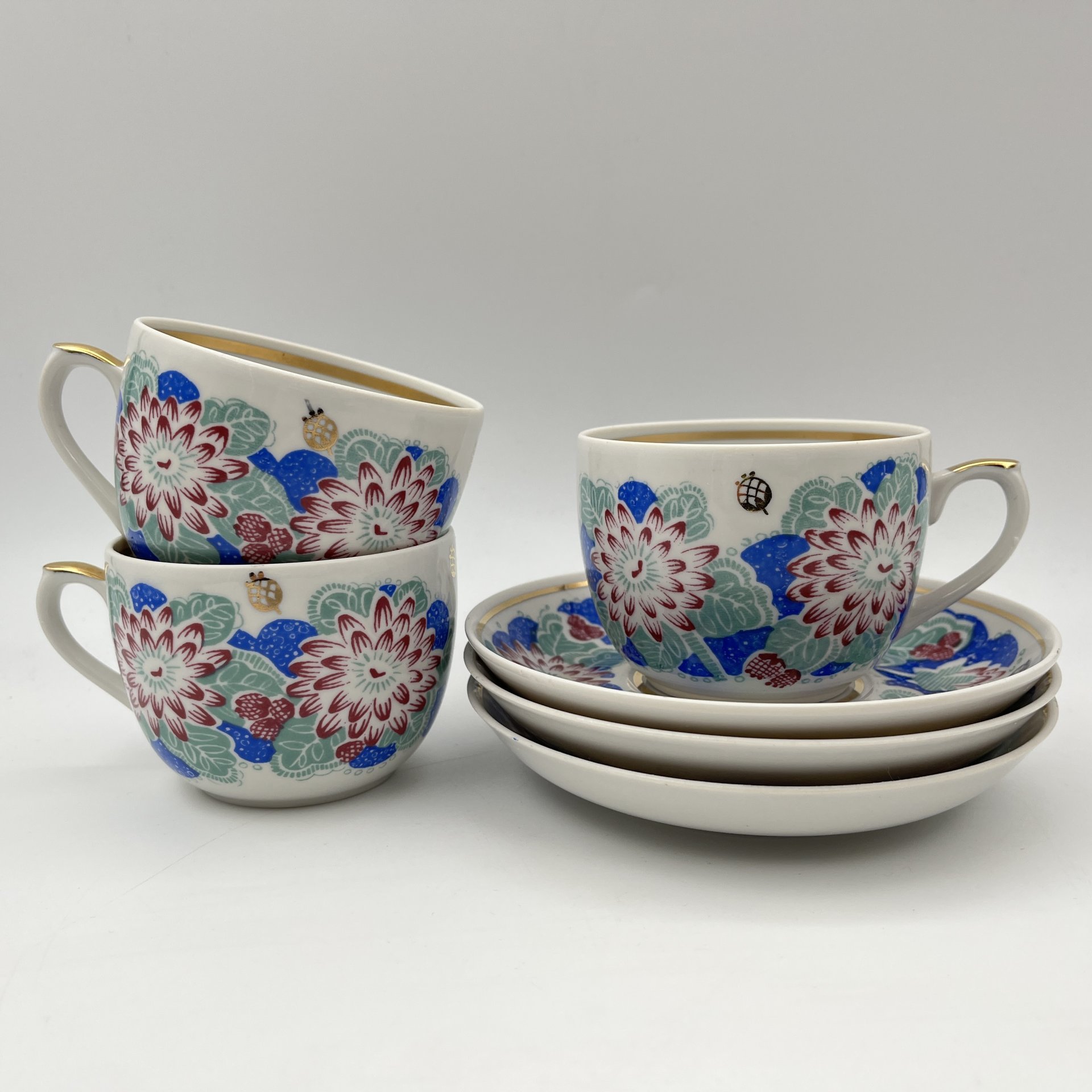 Набор чайных пар "Георгины" на 3 персоны