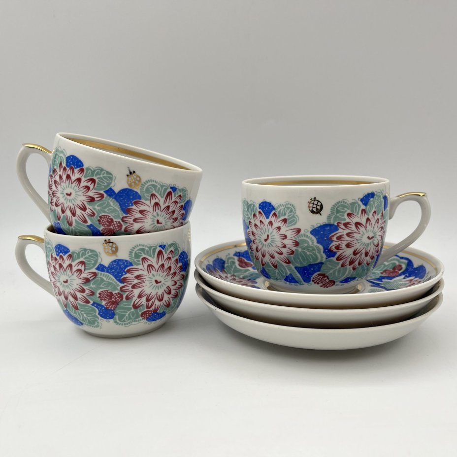 Набор чайных пар "Георгины" на 3 персоны