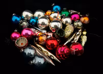 Набор из 36 ёлочных игрушек, стекло, металл, СССР, 1960-1990 гг.