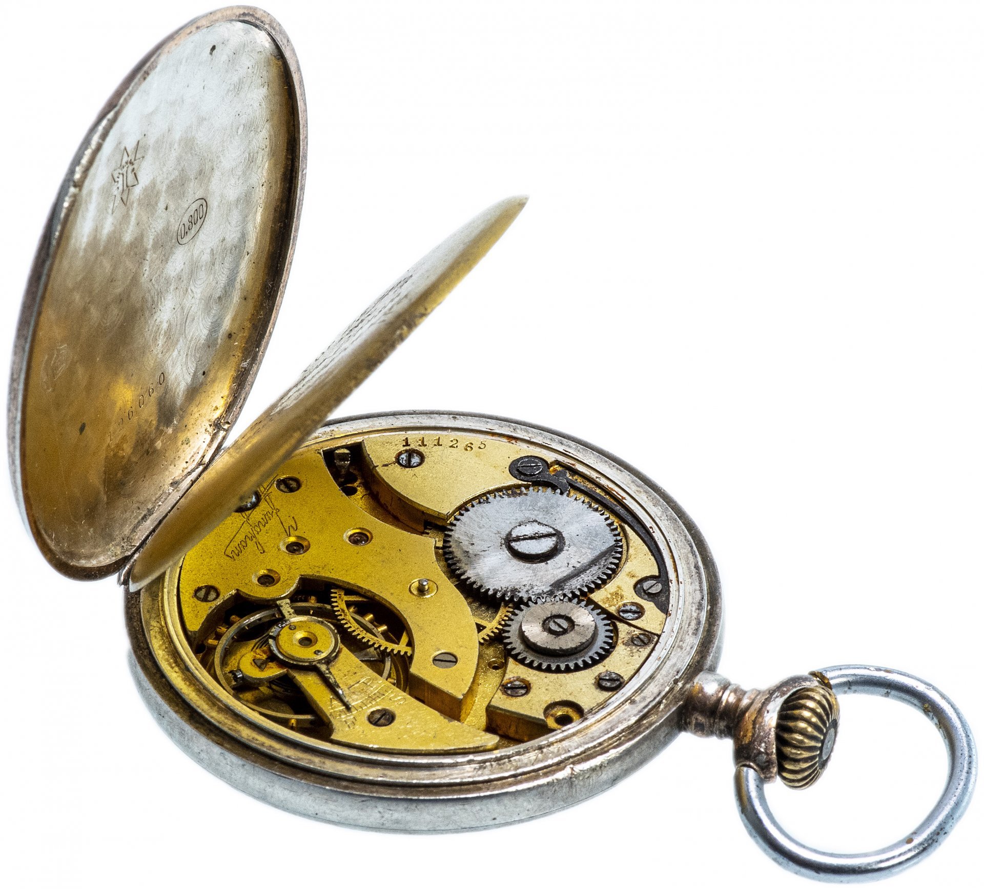 Часы карманные, серебро 800 пр., часовая мануфактура "Junghans", Германия, 1890-1900 гг.