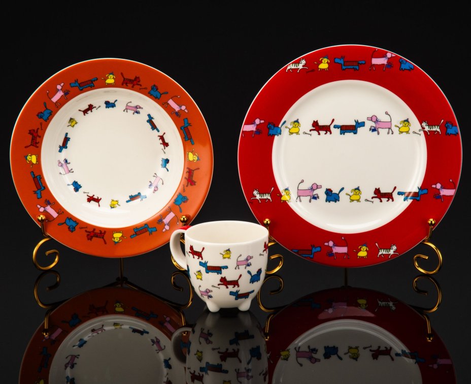 Детский набор в чемоданчике "The world of meows & wow wows" (3 предмета), Villeroy & Boch