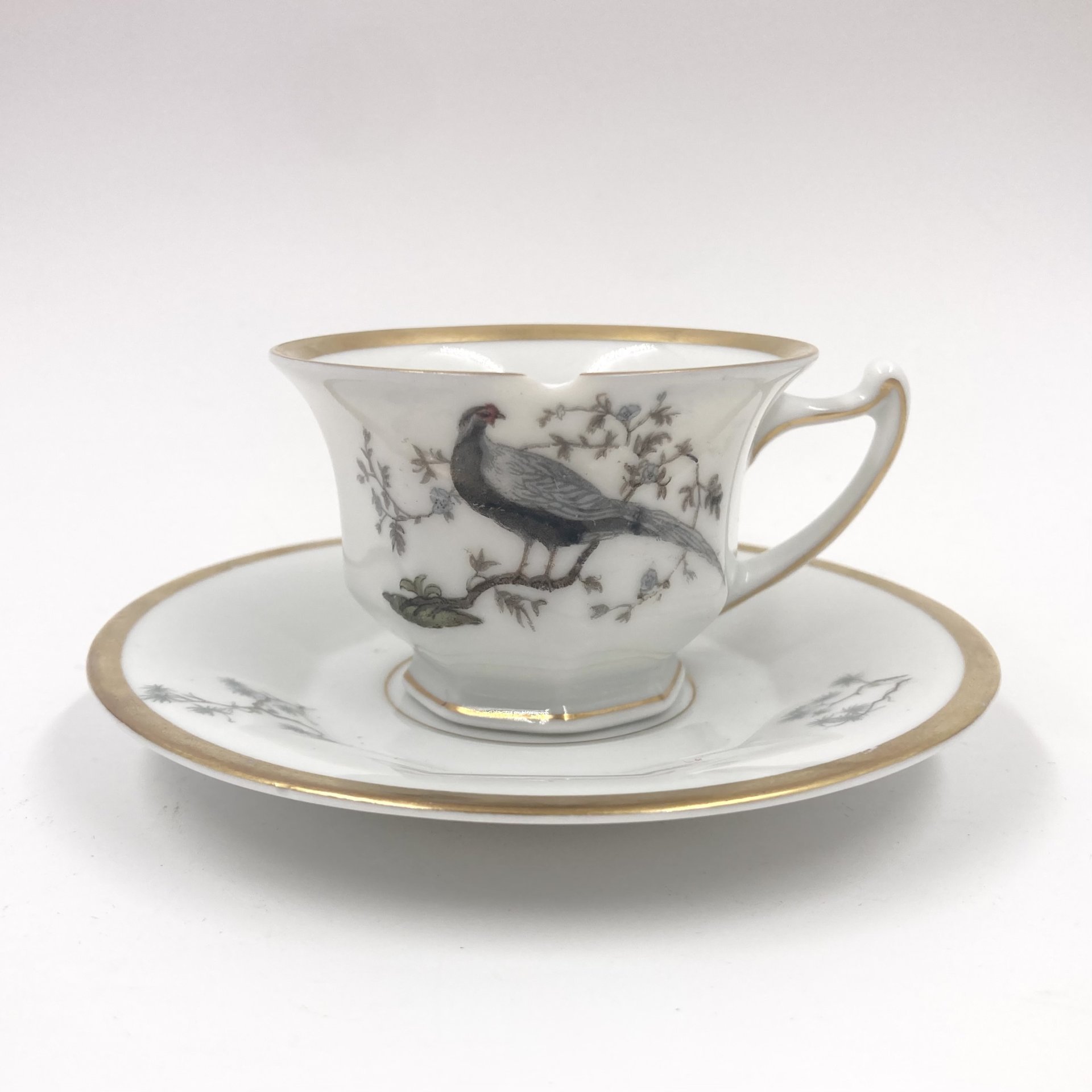 Чайная пара с орнитологическим сюжетом, фарфор, деколь, золочение, Rosenthal (Розенталь), Германия, 1920-1930 гг., Rosenthal (Розенталь)