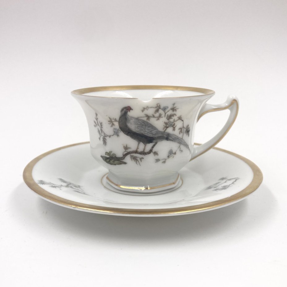 Чайная пара с орнитологическим сюжетом, фарфор, деколь, золочение, Rosenthal (Розенталь), Германия, 1920-1930 гг., Rosenthal (Розенталь)