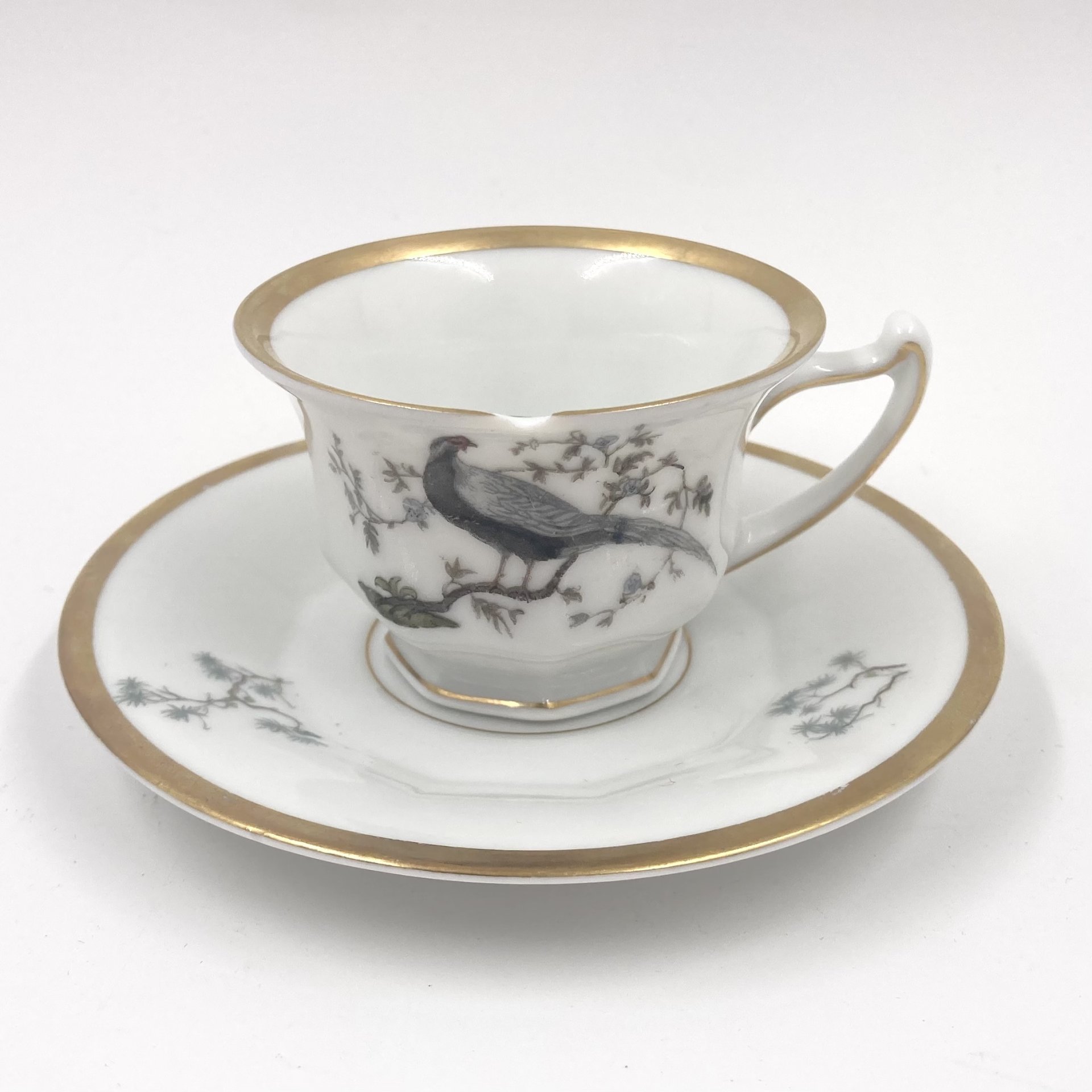 Чайная пара с орнитологическим сюжетом, фарфор, деколь, золочение, Rosenthal (Розенталь), Германия, 1920-1930 гг., Rosenthal (Розенталь)