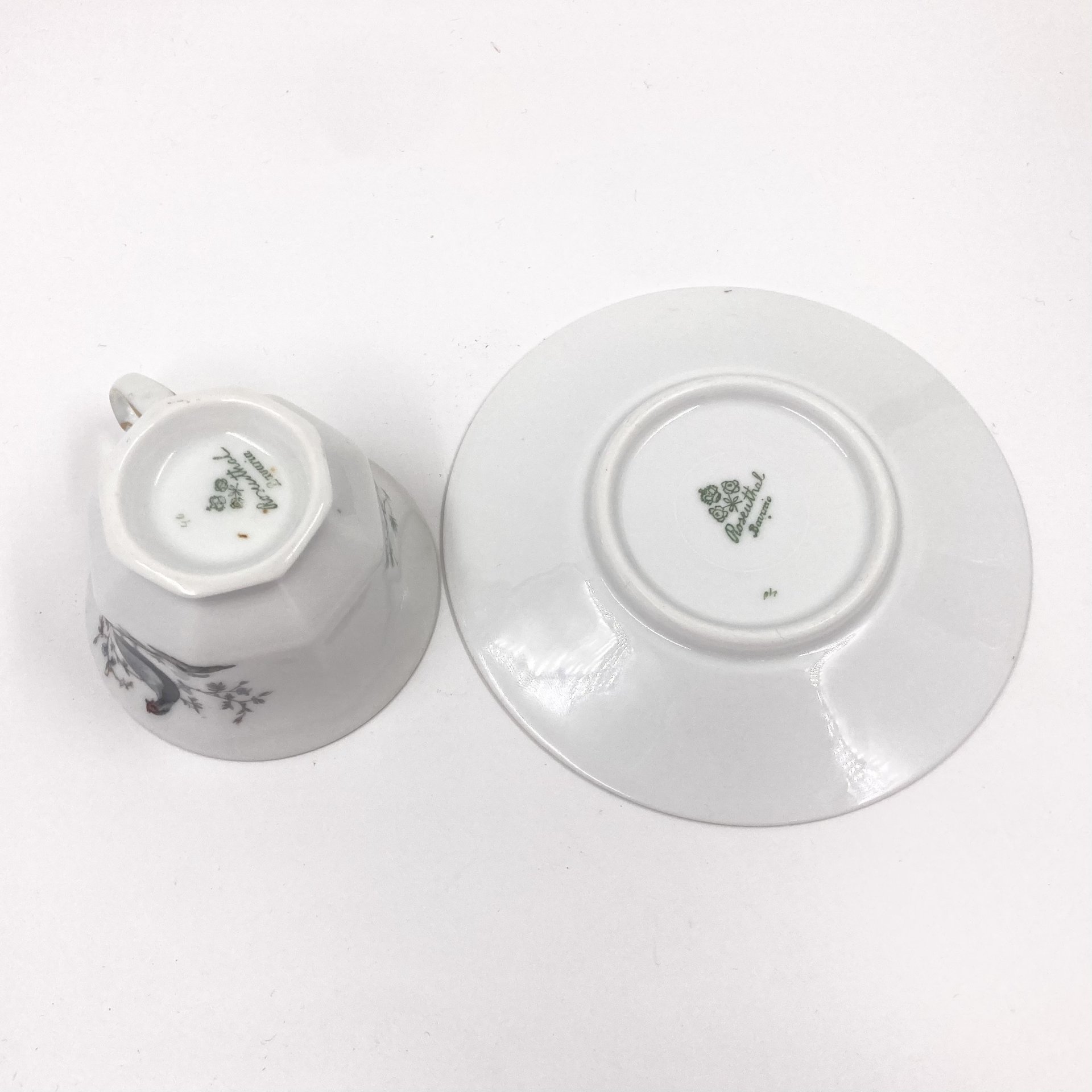 Чайная пара с орнитологическим сюжетом, фарфор, деколь, золочение, Rosenthal (Розенталь), Германия, 1920-1930 гг., Rosenthal (Розенталь)