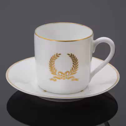 Кофейная  пара с декором в виде лаврового венка, Porcelaine de Paris